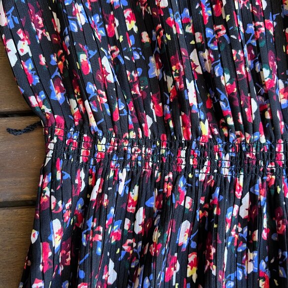 A Pea In The Pod Dress Womens One Size Black Floral Pleated Maternity Midi New - Picture 9 of 15